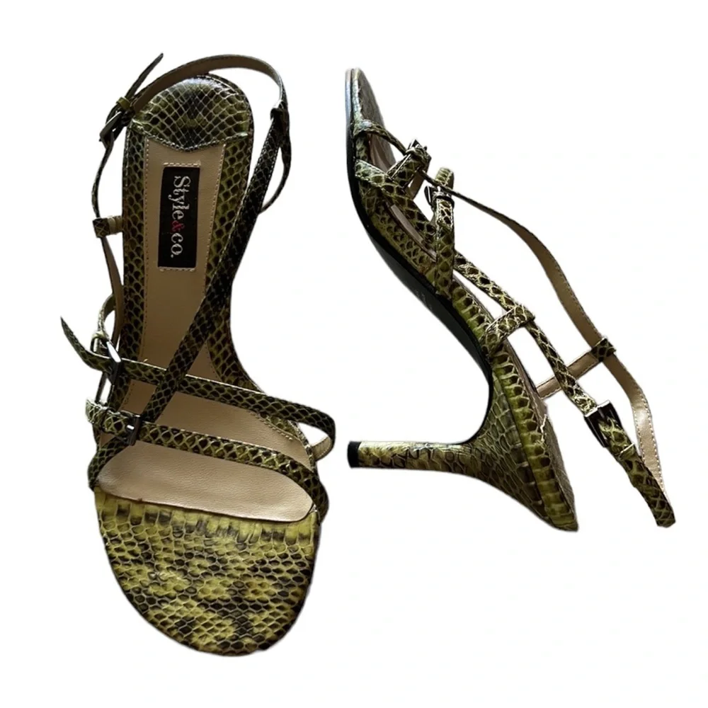 Snakeskin Leather Straps high heels vintage​